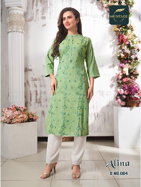 Heritage Alina Rayon Kurti With Bottom Collection 